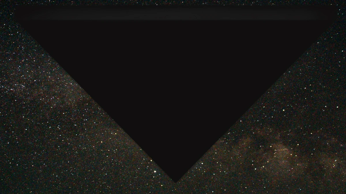 Official FBI digital rendering of the Bagram triangle sighting: a vast black equilateral triangle blacking out stars against the Milky Way over Bagram Air Base, Afghanistan, June 2002. File FBI-UAP-D025, released 7 August 2026.