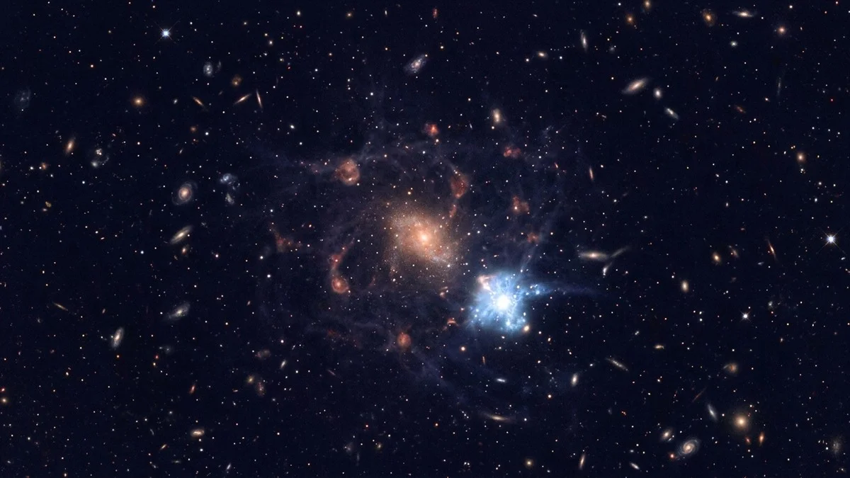 Abstract visualisation of spectral data analysis showing emission lines from the early universe being studied by astronomers