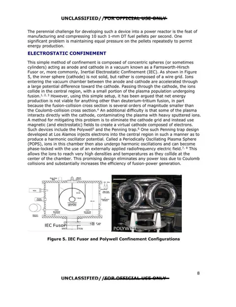 Diagram compares two theoretical models to contain hot plasma for fusion propulsion applications.