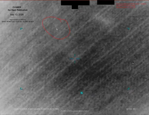 Department of Defense sensor image cleared for open publication, showing an unidentified object.